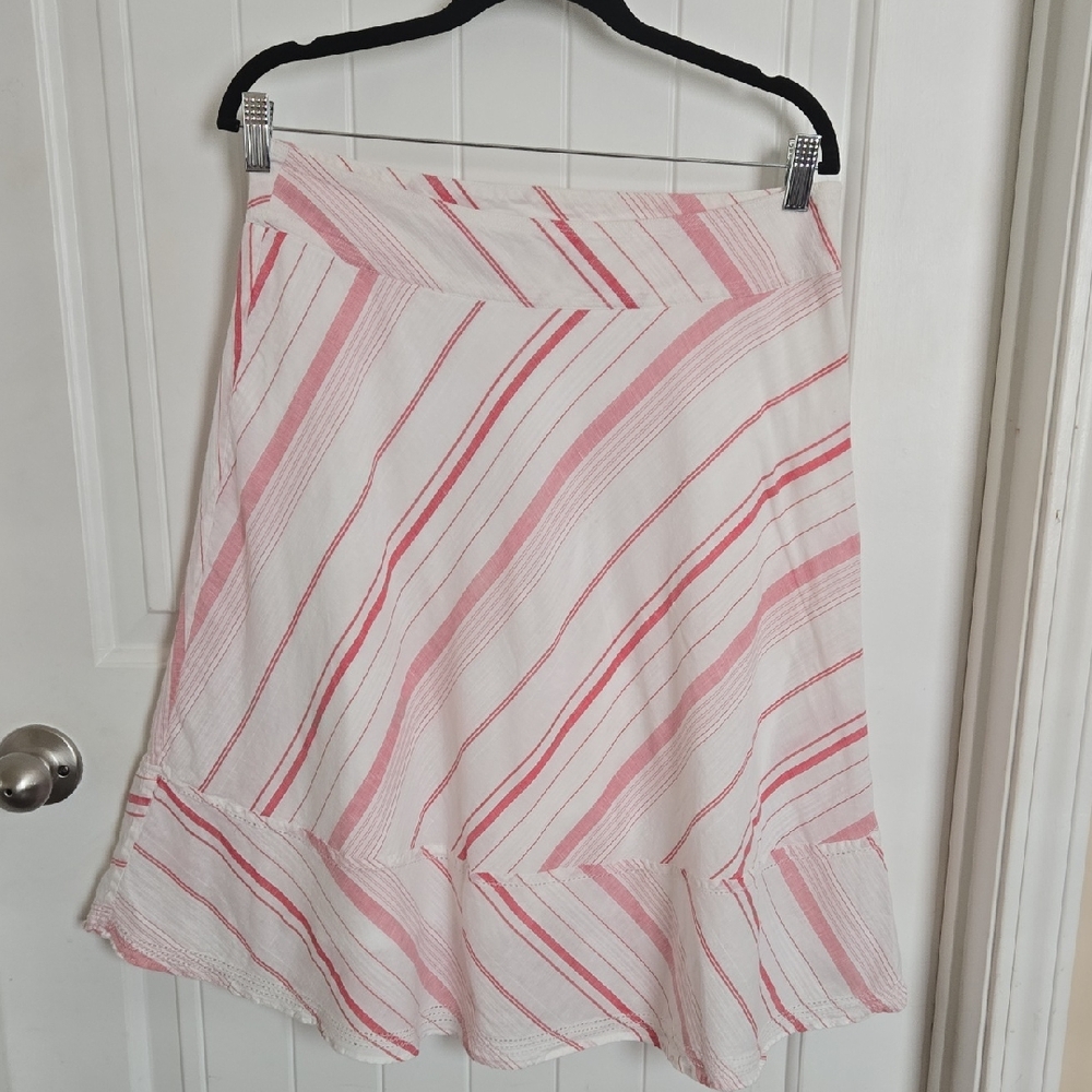 Banana Republic Red Striped A-Line Skirt – Size 8, Summer 2008 Y2K Linen Cotton